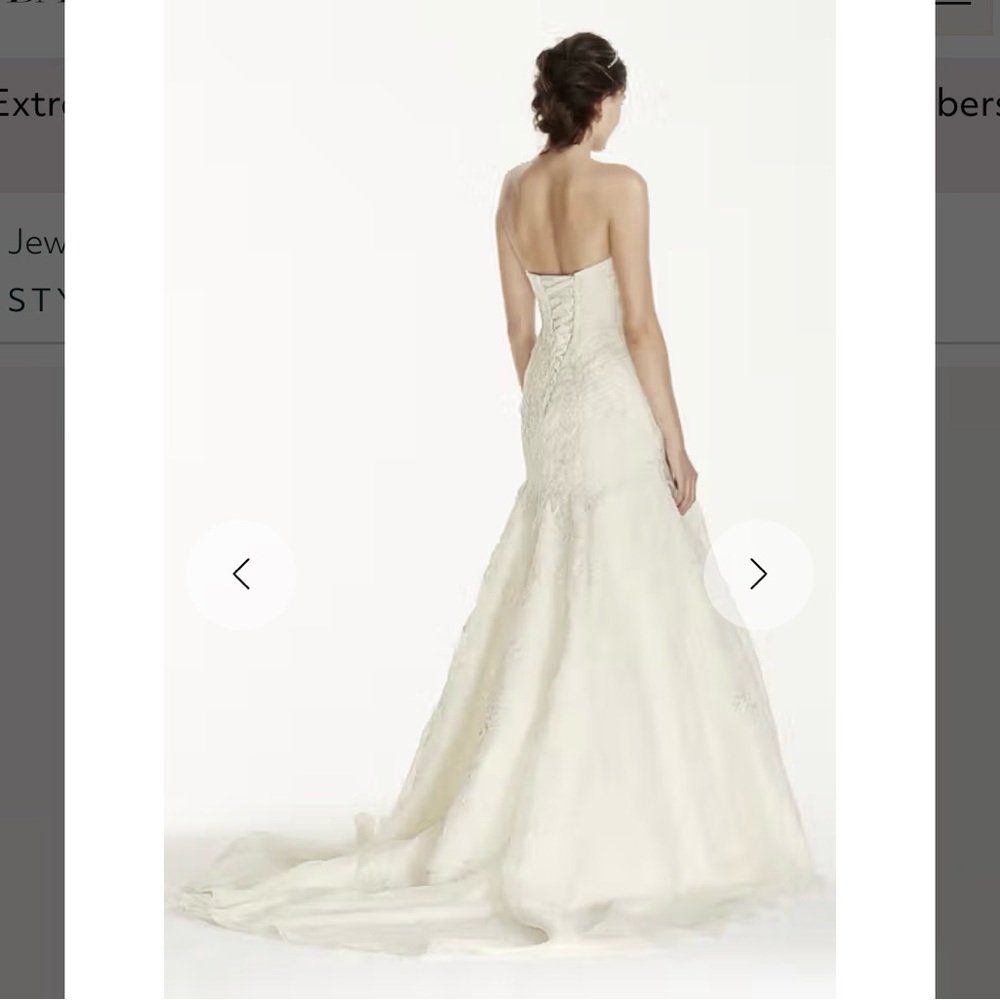 David’s Bridal Strapless Wedding Dress with Lace - Picture 4 of 16